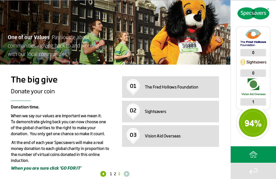 Learners get to choose the charity they want to support.